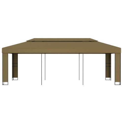 Pavillon med dobbelttag 3x6 m 180 g/m² gråbrun