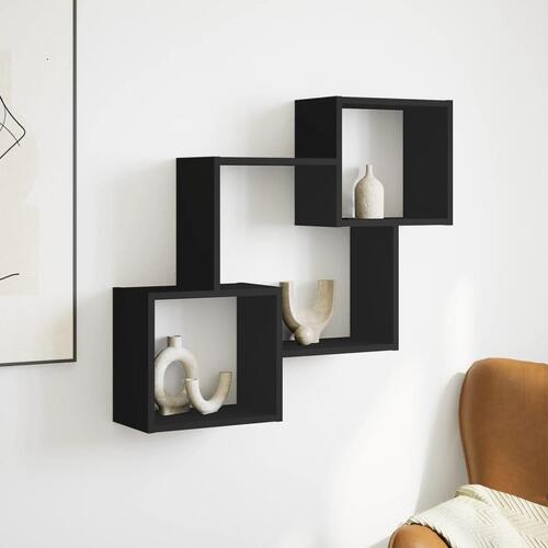 Vægskab 78x18x71 cm konstrueret træ sort