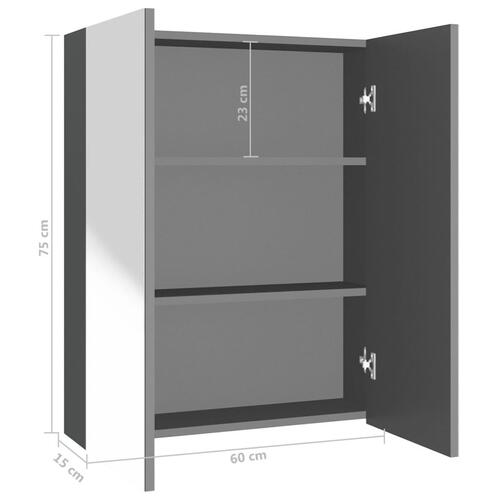 Badeværelsesskab med spejl 60x15x75 cm MDF antracitgrå