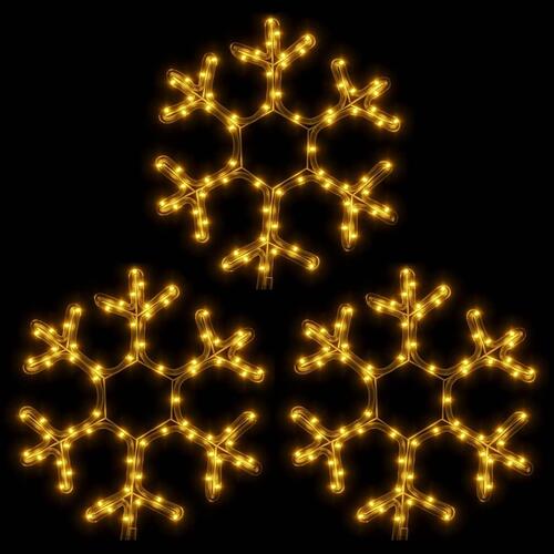 Snefnug 3 stk. 38x37 cm med LED-lys varmt hvidt lys
