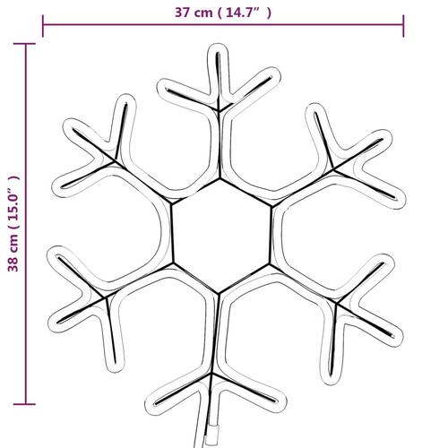 Snefnug 3 stk. 38x37 cm med LED-lys varmt hvidt lys