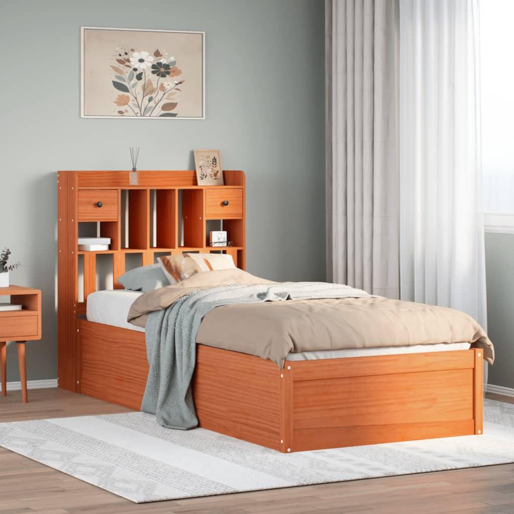 Sengeramme uden madras 75x190 cm massivt fyrretræ gyldenbrun billede
