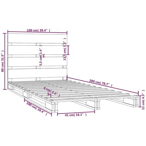 Sengeramme uden madras 100x200 cm massivt fyrretræ