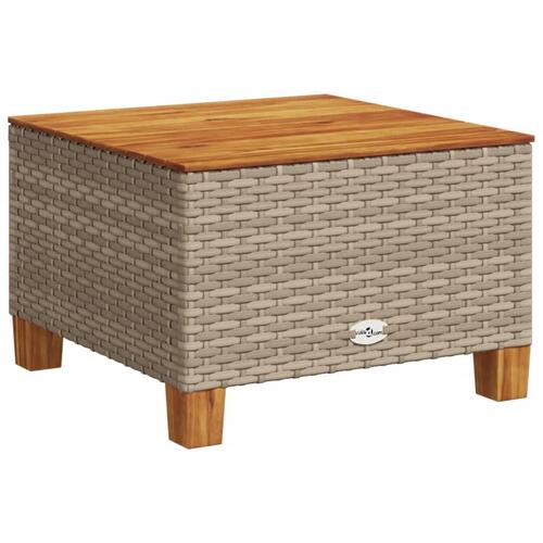Havebord 55x55x36 cm polyrattan og akacietræ beige