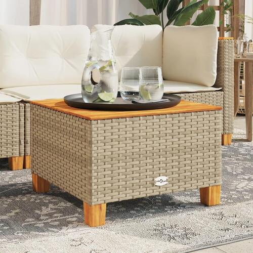 Havebord 55x55x36 cm polyrattan og akacietræ beige