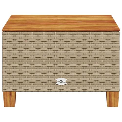Havebord 55x55x36 cm polyrattan og akacietræ beige
