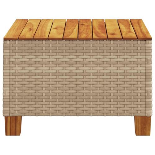 Havebord 55x55x36 cm polyrattan og akacietræ beige