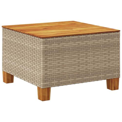 Havebord 55x55x36 cm polyrattan og akacietræ beige