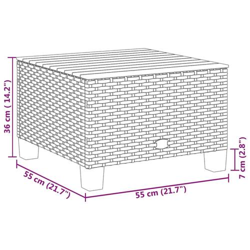 Havebord 55x55x36 cm polyrattan og akacietræ beige