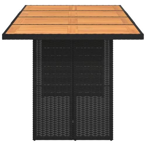 Havebord med akacietop 190x80x75 cm polyrattan sort
