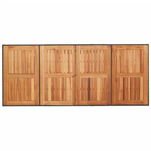 Havebord med akacietop 190x80x75 cm polyrattan sort