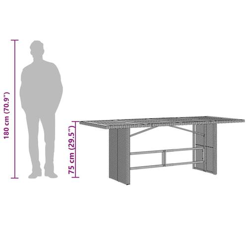 Havebord med akacietop 190x80x75 cm polyrattan sort