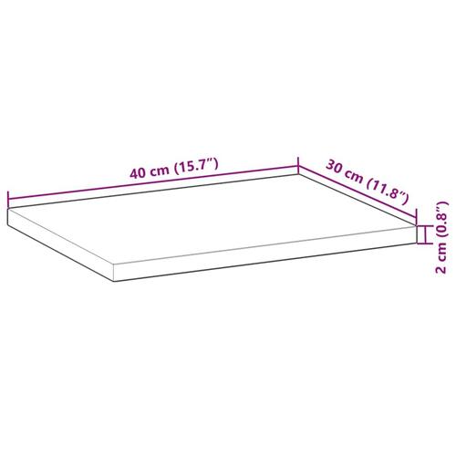 Bordplade 40x30x2 cm rektangulær massivt akacietræ