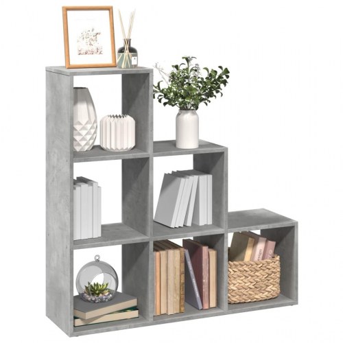 Bogreol/rumdeler i konstrueret træ - 99 × 29 × 99 cm, 3 niveauer, betongrå