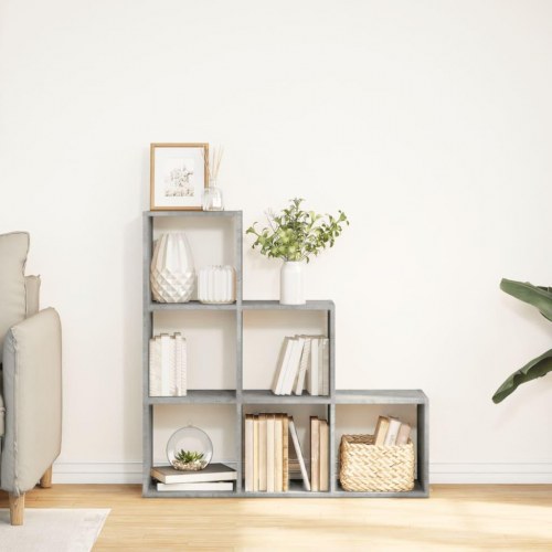 Bogreol/rumdeler i konstrueret træ - 99 × 29 × 99 cm, 3 niveauer, betongrå