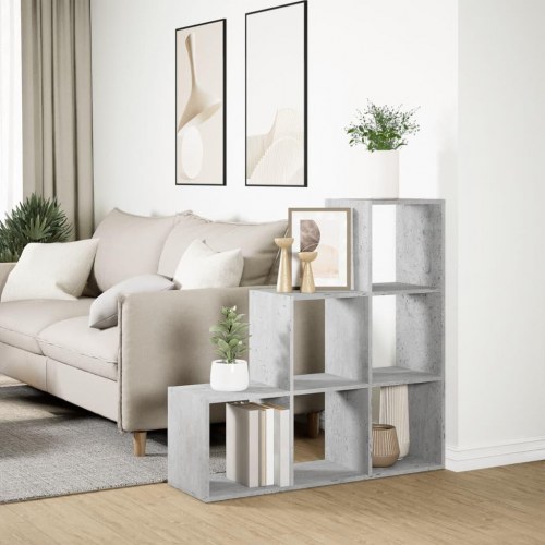 Bogreol/rumdeler i konstrueret træ - 99 × 29 × 99 cm, 3 niveauer, betongrå