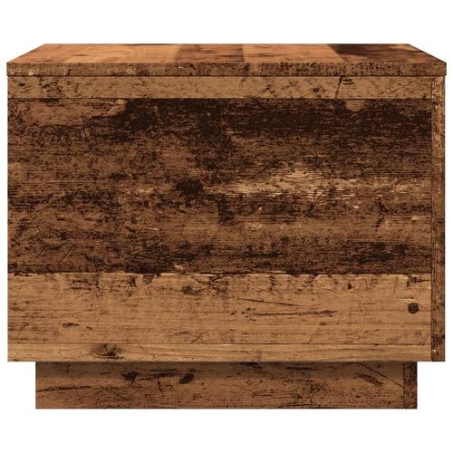 Sofabord med LED-lys 50x50x40 cm gammelt træ-look