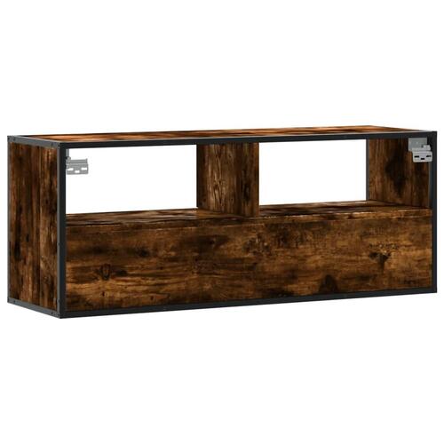 Tv-bord 100x31x39,5 cm konstrueret træ og metal røget egetræ