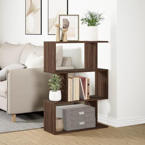 Bogreol/rumdeler 70x24x97 cm 3 niveauer konstrueret træ brun eg