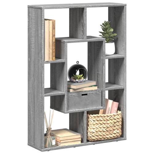 Bogreol 63x20x90 cm konstrueret træ grå sonoma-eg