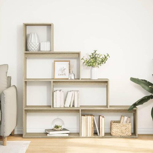 Bogreol/rumdeler 143,5x29x143,5 cm konstrueret træ sonoma-eg