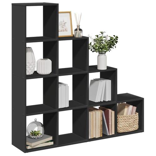 Bogreol/rumdeler 131,5x29x131,5 cm konstrueret træ sort