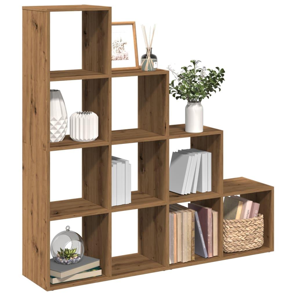 Bogreol/rumdeler 131,5x29x131,5 cm konstrueret træ kunsteg