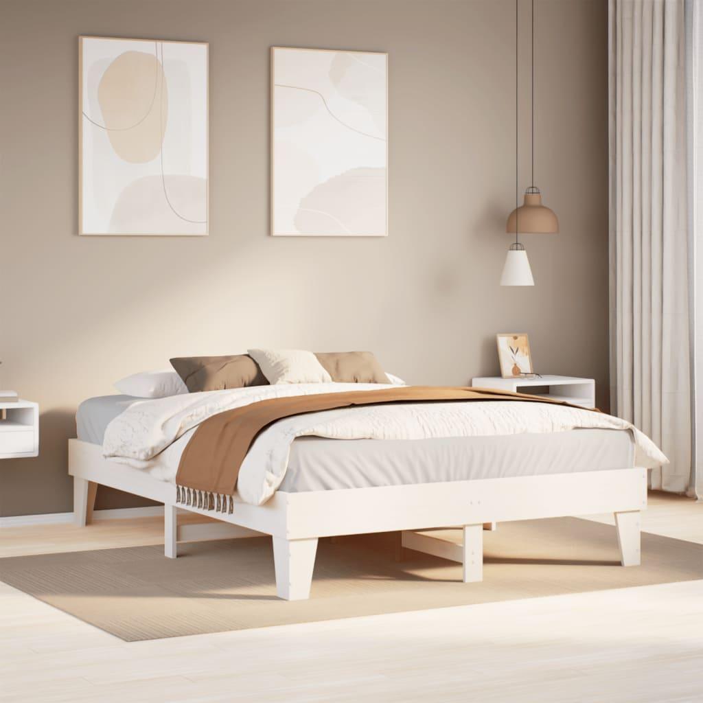 Sengeramme uden madras 140x190 cm massivt fyrretræ hvid