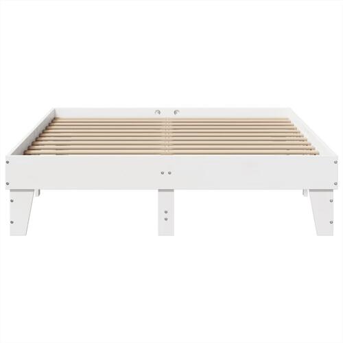Sengeramme uden madras 140x190 cm massivt fyrretræ hvid
