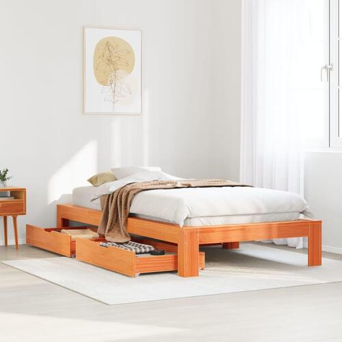 Sengeramme uden madras 90x200 cm massivt fyrretræ gyldenbrun