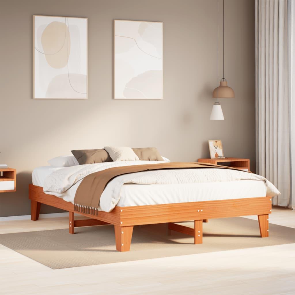 Sengeramme uden madras 150x200 cm massivt fyrretræ gyldenbrun