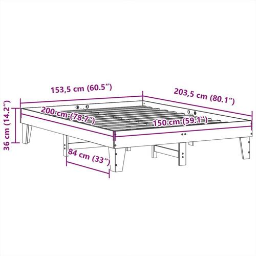 Sengeramme uden madras 150x200 cm massivt fyrretræ gyldenbrun