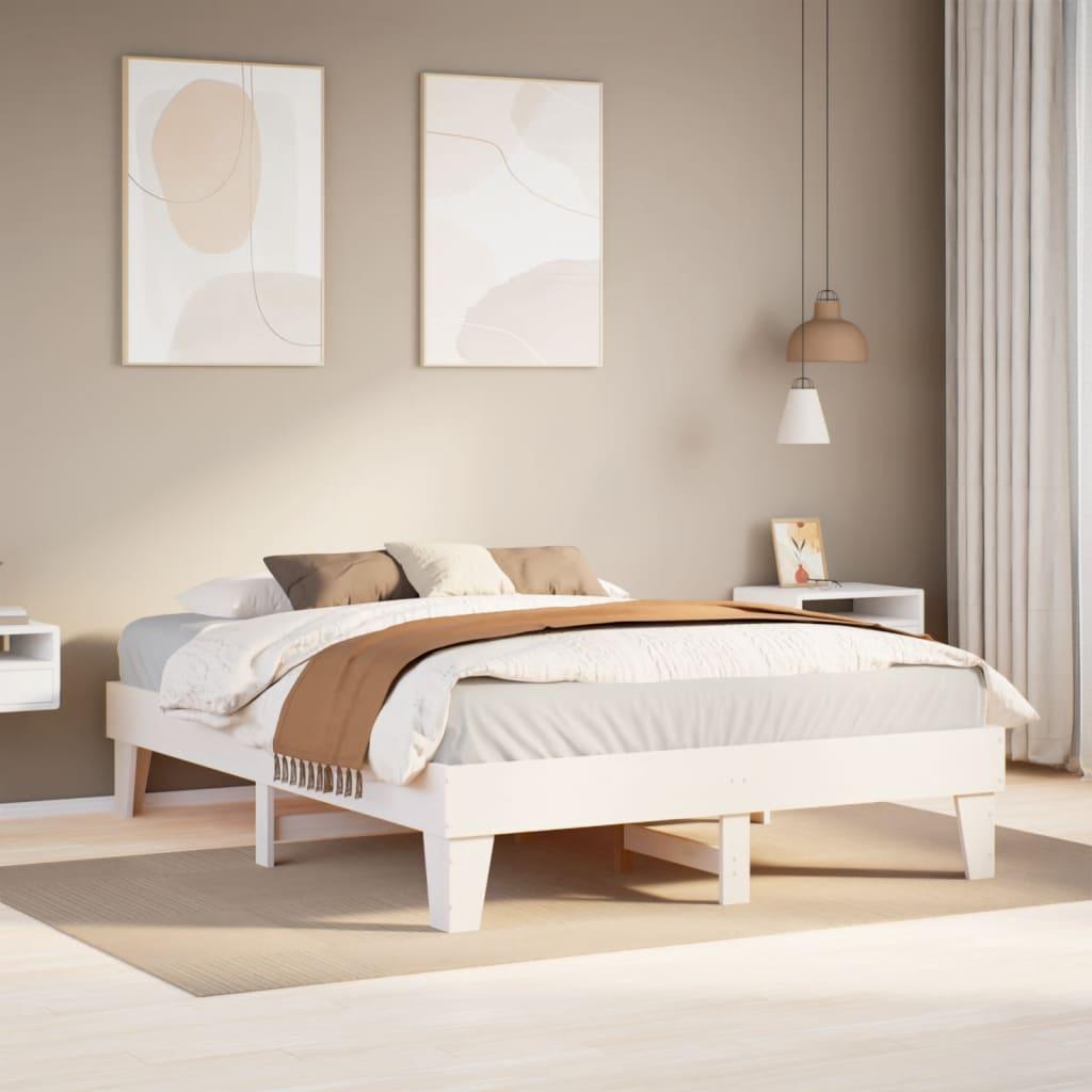Sengeramme uden madras 140x200 cm massivt fyrretræ hvid
