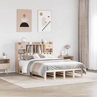 Seng med reol uden madras 150x200 cm massivt fyrretræ