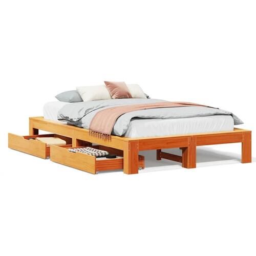 Sengeramme uden madras 120x190 cm massivt fyrretræ gyldenbrun