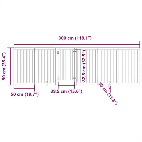 Hundelåge med dør 6 paneler 300 cm foldbar poppeltræ brun