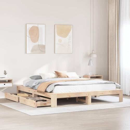 Sengeramme uden madras 200x200 cm massivt fyrretræ