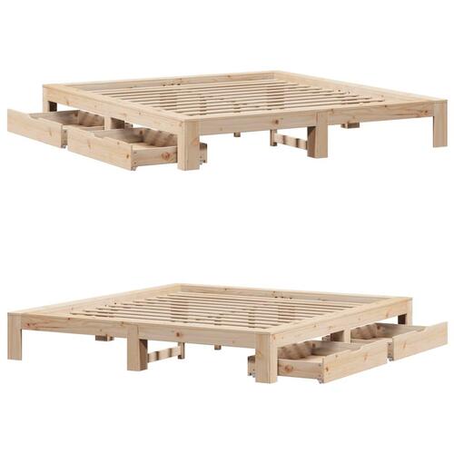 Sengeramme uden madras 200x200 cm massivt fyrretræ