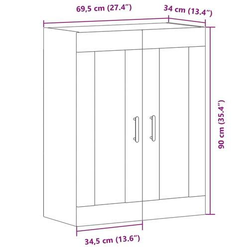 Skænk 69,5x34x90 cm konstrueret træ antikt trælook