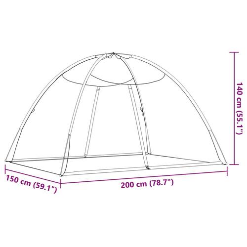 Myggenet med døre 200x150x140 cm trådnet hvid