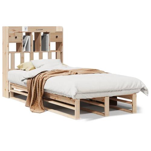 Seng med reol uden madras 75x190 cm massivt fyrretræ
