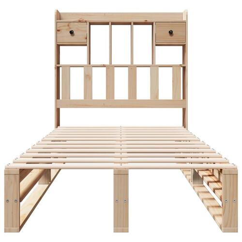 Seng med reol uden madras 75x190 cm massivt fyrretræ