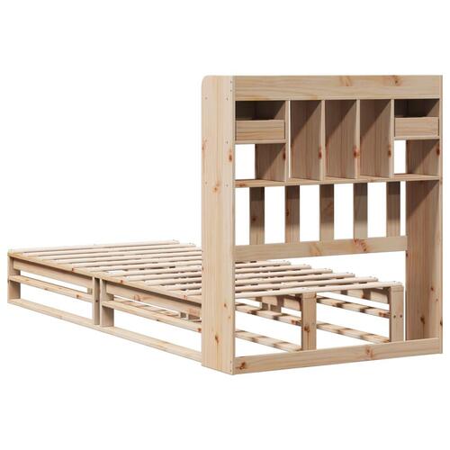 Seng med reol uden madras 75x190 cm massivt fyrretræ