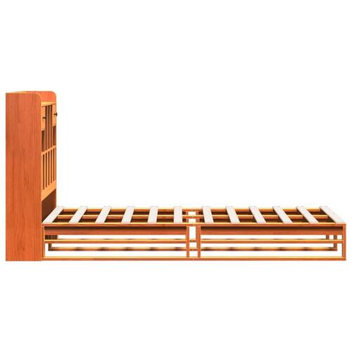 Seng med reol uden madras 75x190 cm massivt fyrretræ gyldenbrun