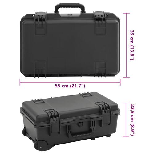 Transportabel flightcase 55x35x22,5 cm PP sort