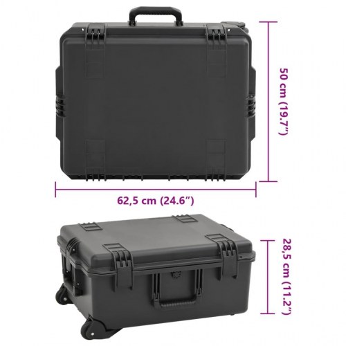 Flightcase med skumindsats 62,5 x 50 x 28,5 cm - sort
