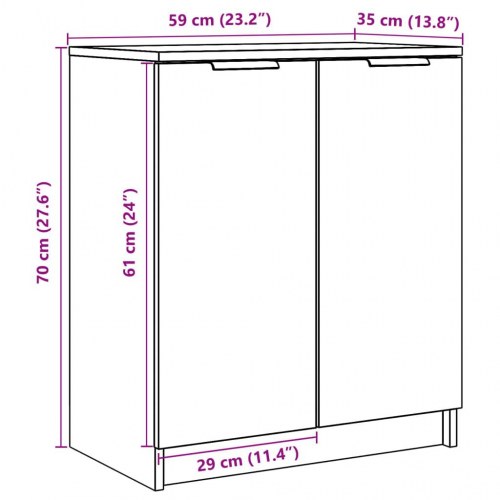 Skoreol 59×35×70 cm i konstrueret træ - gammelt træ-look