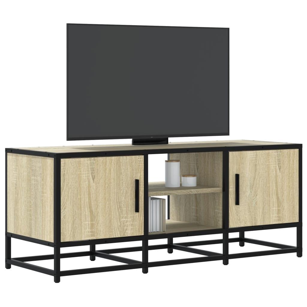 Tv-bord 100x35x41 cm konstrueret træ og metal sonoma-eg