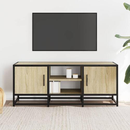 Tv-bord 100x35x41 cm konstrueret træ og metal sonoma-eg