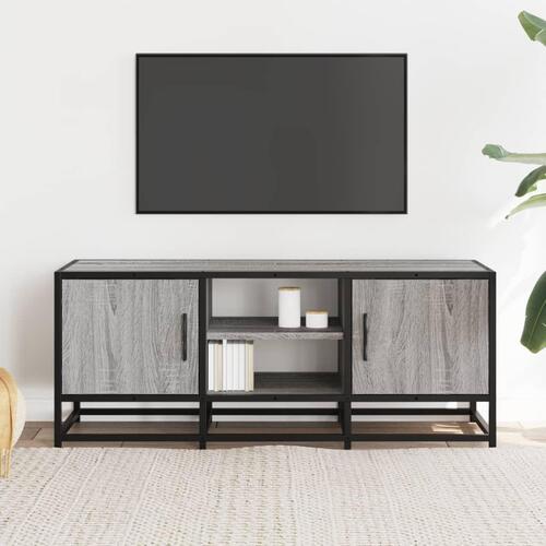 Tv-bord 100x35x41 cm konstrueret træ og metal grå sonoma-eg